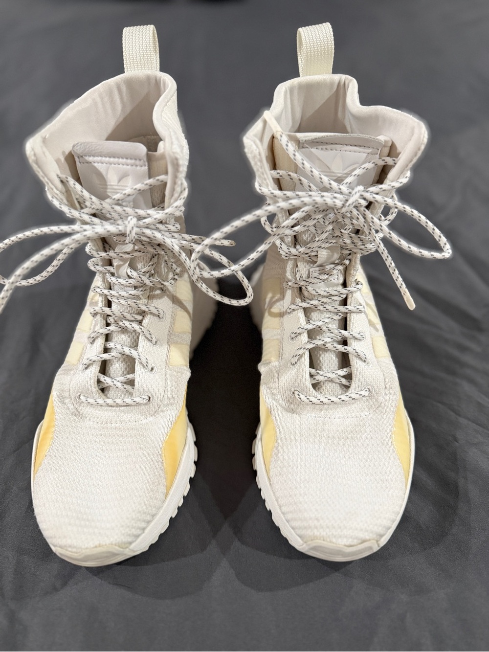 adidas Cream and Yellow High-Top Sneakers